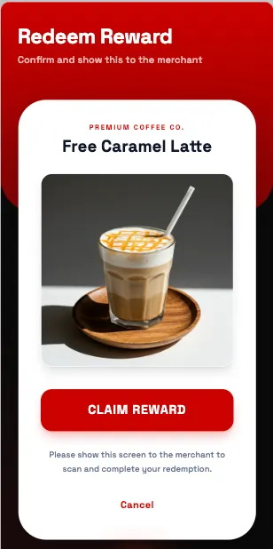Redeeming is one tap at the counter